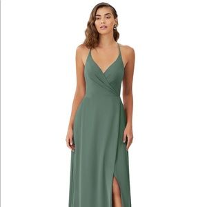 Azazie Davis bridesmaid dress in eucalyptus